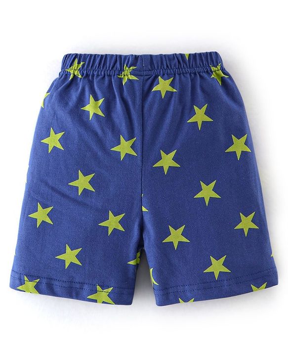 Babyhug Cotton Half Sleeves Night Suit Stars Print- Blue