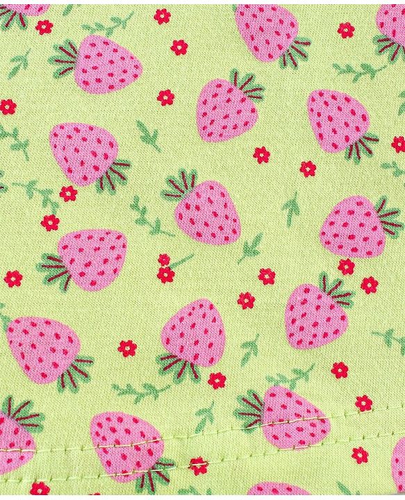 Babyhug Cotton Half Sleeves Night Suit Strawberry Print- Green