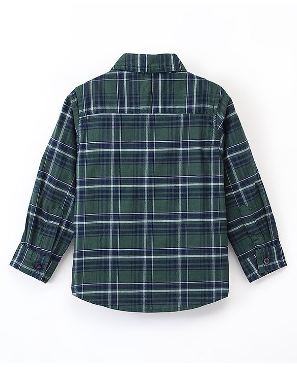 Babyhug 100% Cotton Woven Full Sleeves Checked Shirt - Green