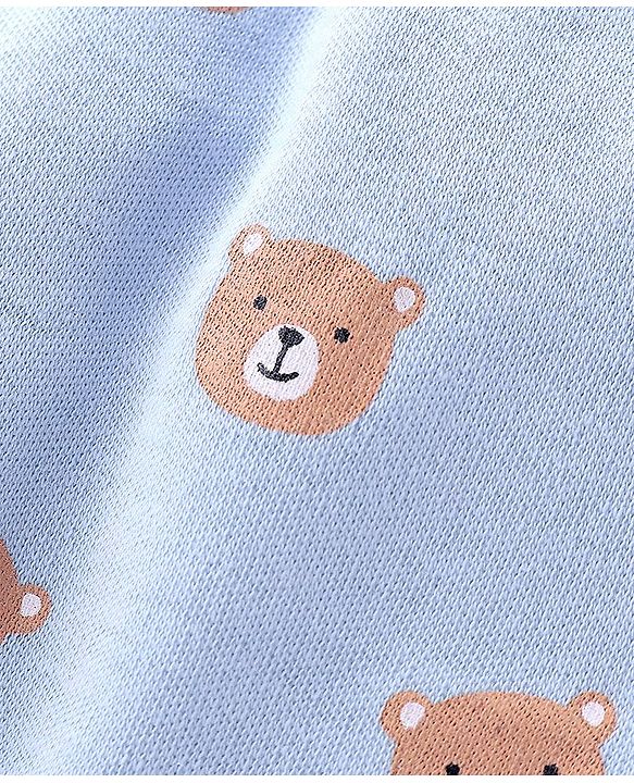 Babyhug Cotton Full Length Diaper Pants Stripes & Bear Print Pack Of 3- Blue & Orange
