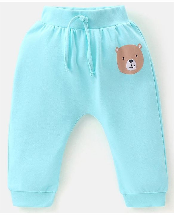 Babyhug Cotton Full Length Diaper Pants Stripes & Bear Print Pack Of 3- Blue & Orange