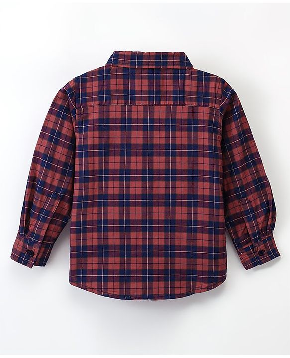 Babyhug 100% Cotton Woven Full Sleeves Checked Shirt - Red