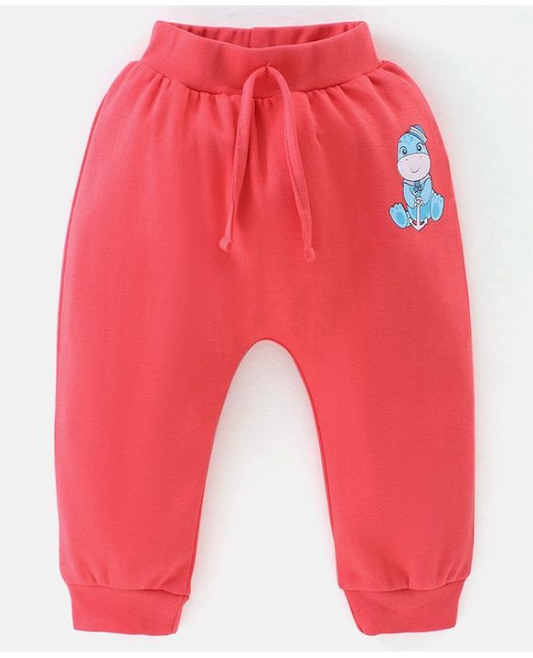 Babyhug Cotton Full Length Diaper Pants Stripes & Dino Print Pack Of 3- Red Blue & White