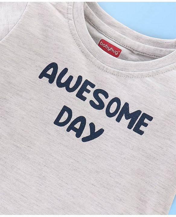 Babyhug Cotton Woven Full Sleeves Shirt With T-Shirt With Text & Animals Print - Navy Blue & White