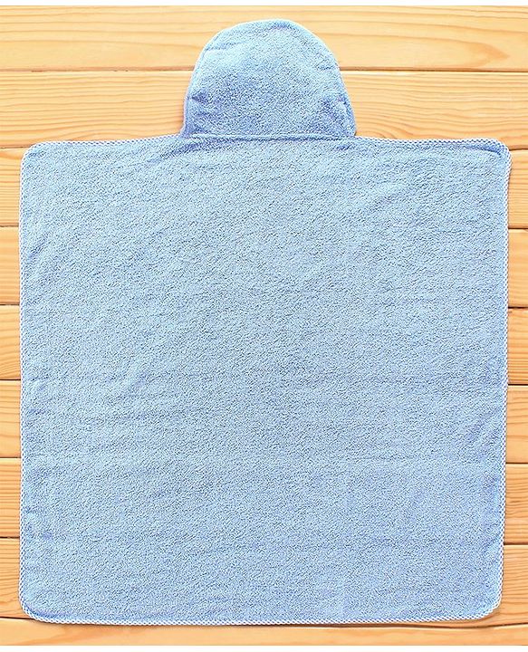 Babyhug Hooded Towel With Prince Embroidery - Blue