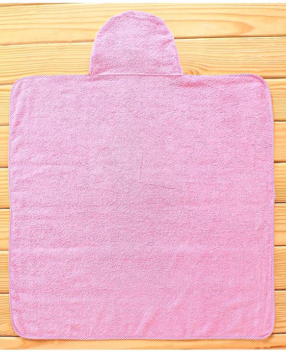 Babyhug Hooded Towel With Princess Embroidery - Pink