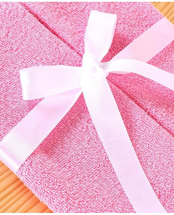 Babyhug Hooded Towel With Princess Embroidery - Pink