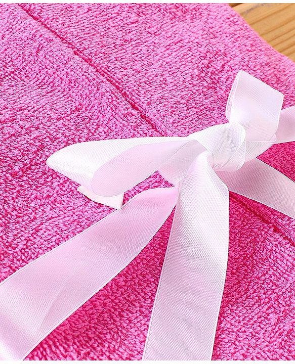 Babyhug Hooded Towel With Elephant Embroidery - Pink