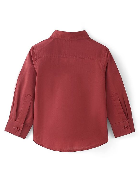 Babyhug 100% Cotton Woven Full Sleeves Solid Shirt - Red