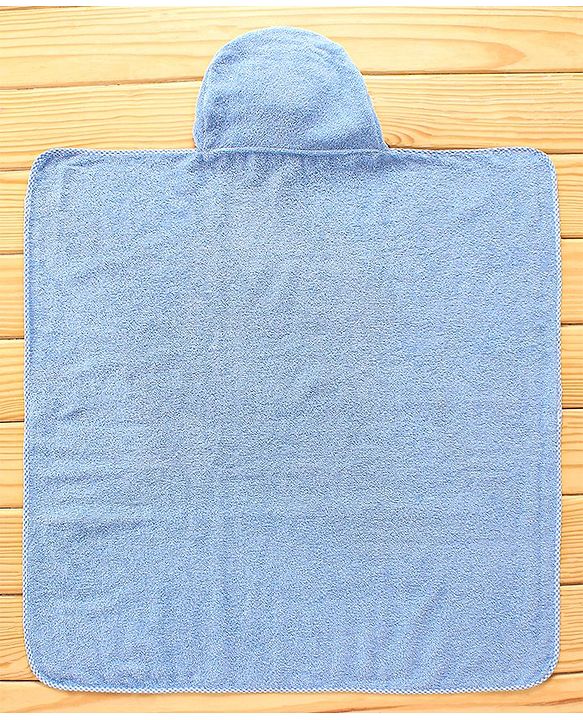 Babyhug Hooded Towel With Elephant Embroidery - Blue