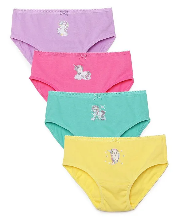 Buy Charm n Cherish 100% Cotton Pack Of 4 Unicorn Printed Panties Multi  Colour for Girls (9-10Years) Online in India, Shop at  -  13771883