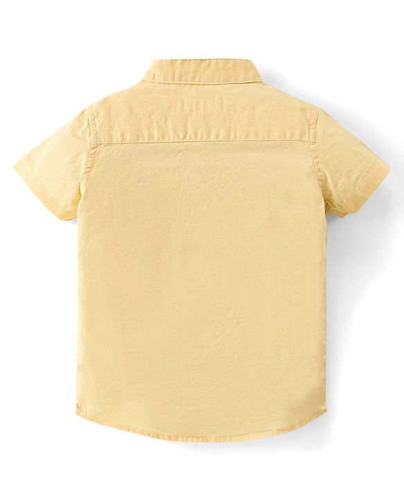 Babyhug 100% Cotton Woven Half Sleeves Shirt Solid  Dino Embroidered - Yellow