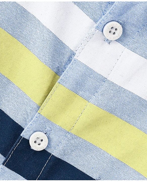 Babyhug Cotton Woven Full Sleeves Striped Shirt Sports Print - Blue