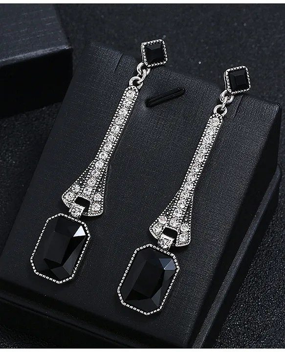 Buy Estele Black Rhodium-Plated Pink Pearl Drop Earrings Online At Best  Price @ Tata CLiQ