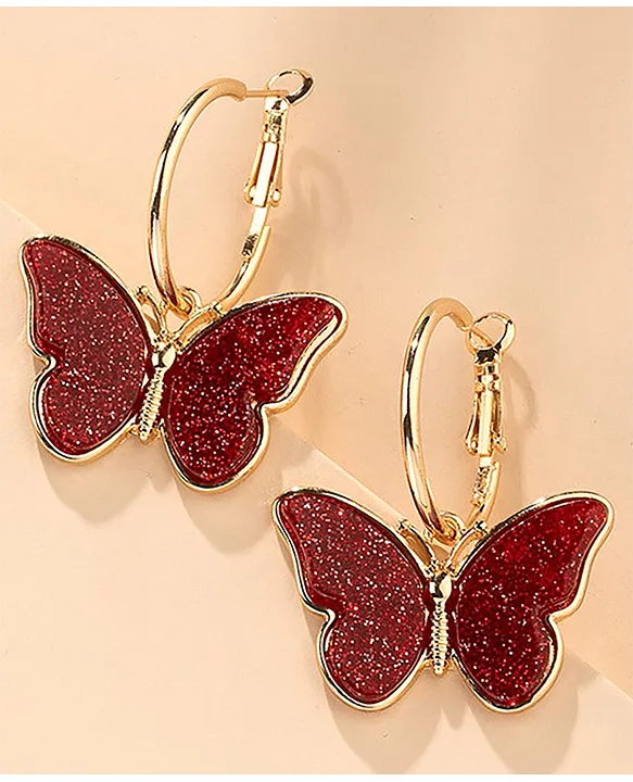 ZAN Jewelry | 18k Gold Plated Latana Butterfly Hoop Earrings