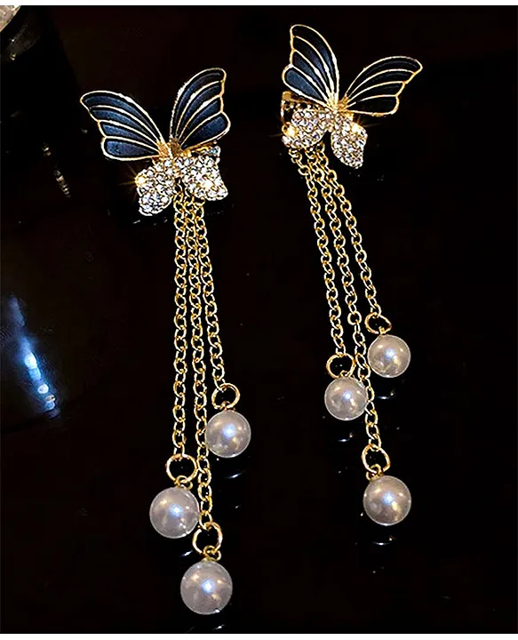 Round White Pearl Long Tassel Drop Earrings at Rs 80/pair in Nashik | ID:  2850366754891