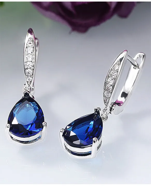 Flipkart.com - Buy Shining Diva AAA Luxury Blue Crystal Stylish Fancy Party  Wear Earrings Crystal Crystal Drops & Danglers Online at Best Prices in  India