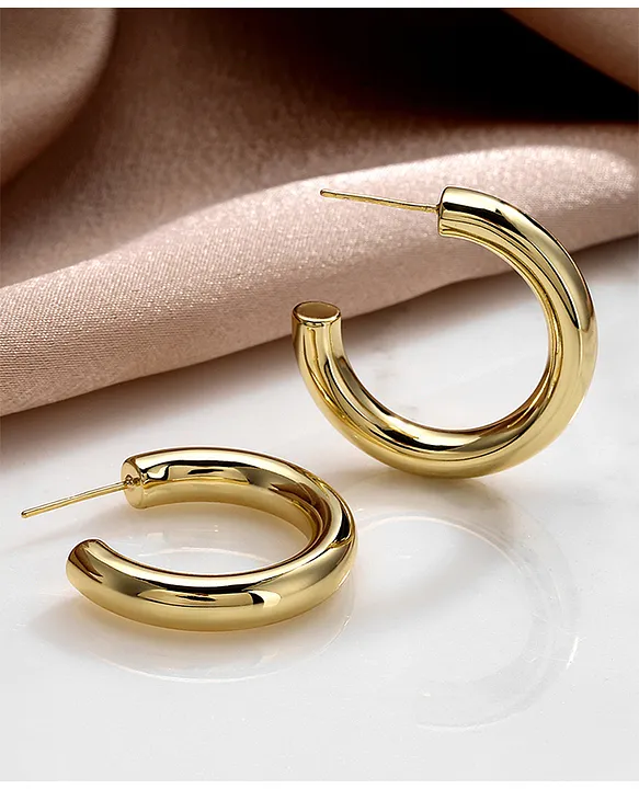 925 Sterling Silver Gold Plated Shashi C Z Half Hoop Earrings | eBay