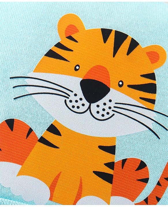 Babyhug 100% Cotton Cap Tiger Print Blue - Diameter 10 cm
