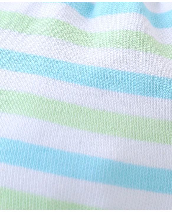 Babyhug 100% Cotton Knit Mittens Set Pack of 3 Striped & Elephant Print - Blue & White