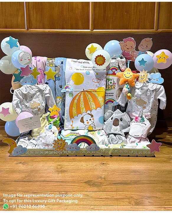 Baby Moo Stars And Rainbows Twin 23 Pcs Luxury Gift Hamper