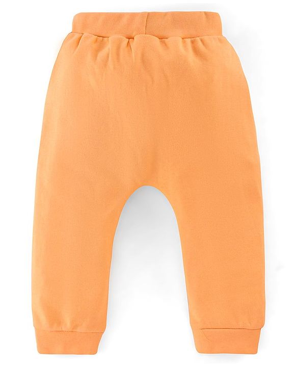 Babyhug Cotton Full Length Diaper Pants Stripes & Bear Print Pack of 3 - Orange Blue & Green