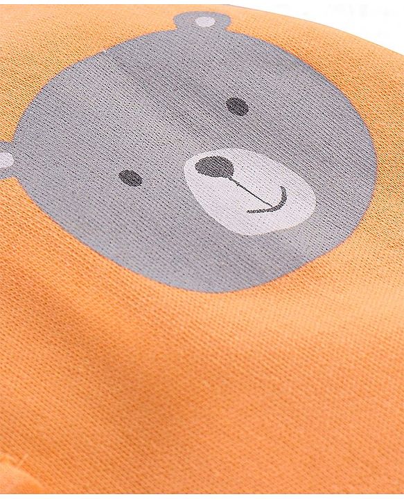 Babyhug Cotton Full Length Diaper Pants Stripes & Bear Print Pack of 3 - Orange Blue & Green