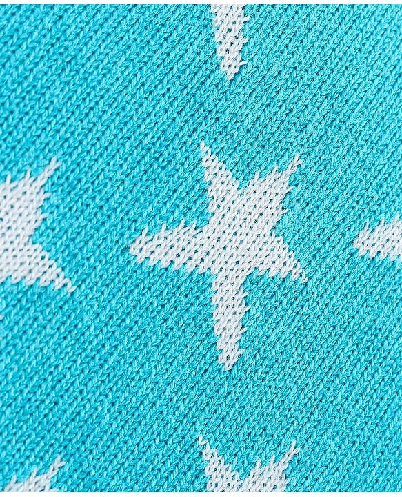 Babyhug Knit Full Sleeves Star Print Baby Sweater Sets - Blue