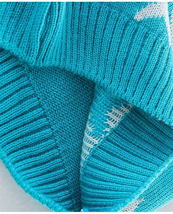 Babyhug Knit Full Sleeves Star Print Baby Sweater Sets - Blue
