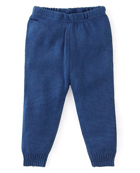 Babyhug Knit Full Sleeves Sweater Set With Fox Design - Navy Blue