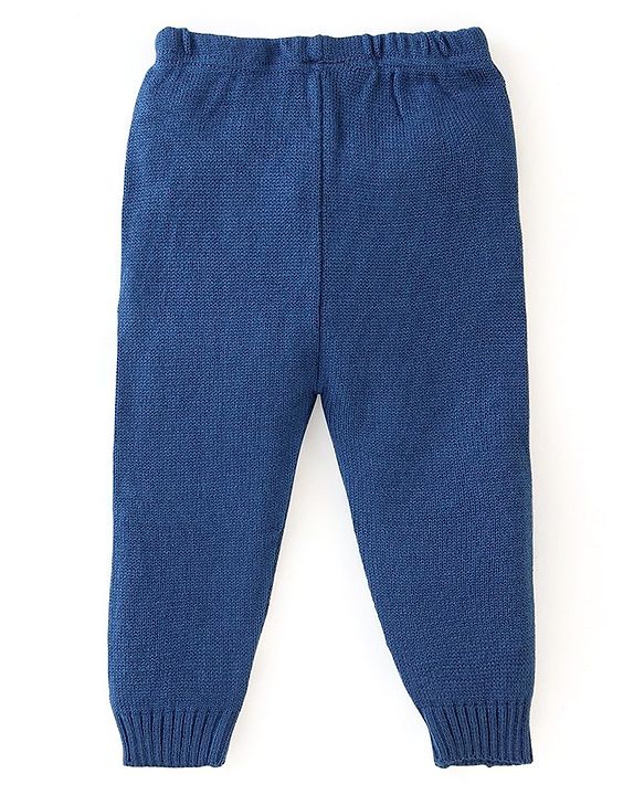 Babyhug Knit Full Sleeves Sweater Set With Fox Design - Navy Blue