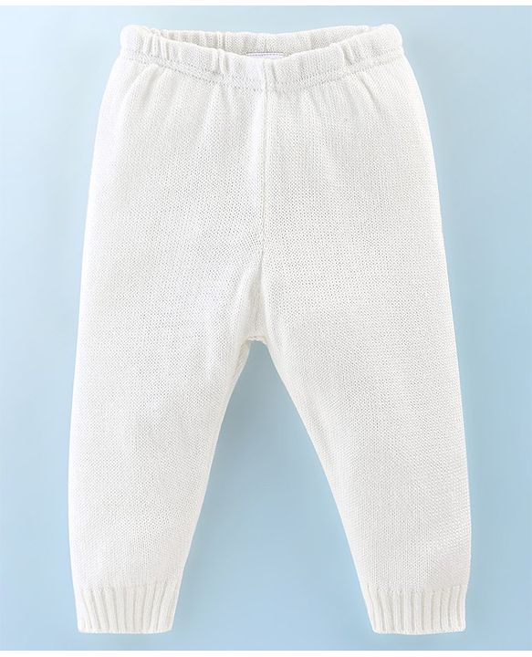 Babyhug Knit Full Sleeves Star Print Baby Sweater Sets - OffWhite