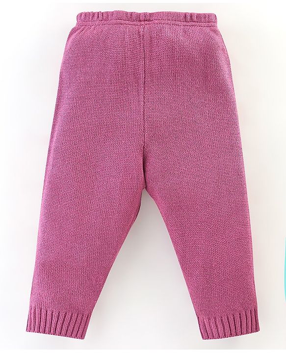 Babyhug Knit Full Sleeves Printed Baby Sweater Sets - Pink