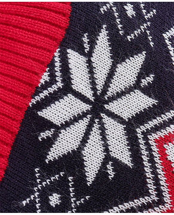 Babyhug Knit Full Sleeves Sweater Set with Flower Design - Red