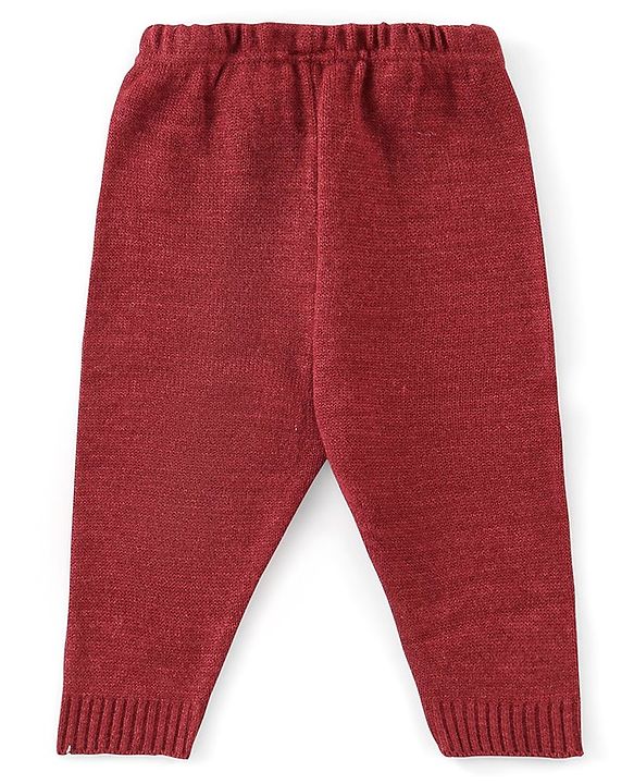 Babyhug Full Sleeves Sweater Set With Ikat Print - Red