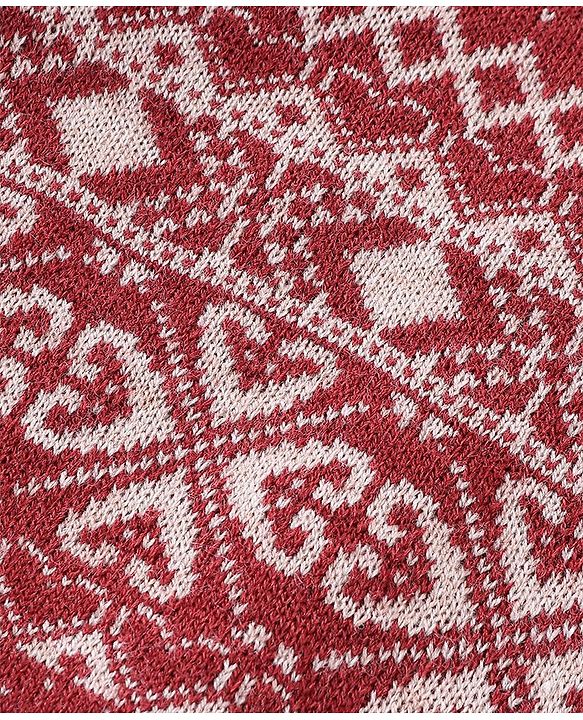 Babyhug Full Sleeves Sweater Set With Ikat Print - Red