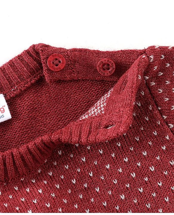 Babyhug Full Sleeves Sweater Set With Ikat Print - Red