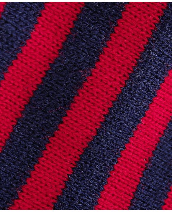 Babyhug Full Sleeves Striped Baby Sweater Set - Red & Navy