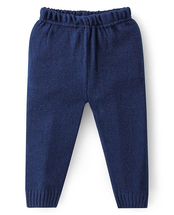 Babyhug Full Sleeves Sweater Set with Chevron Design - Navy Blue