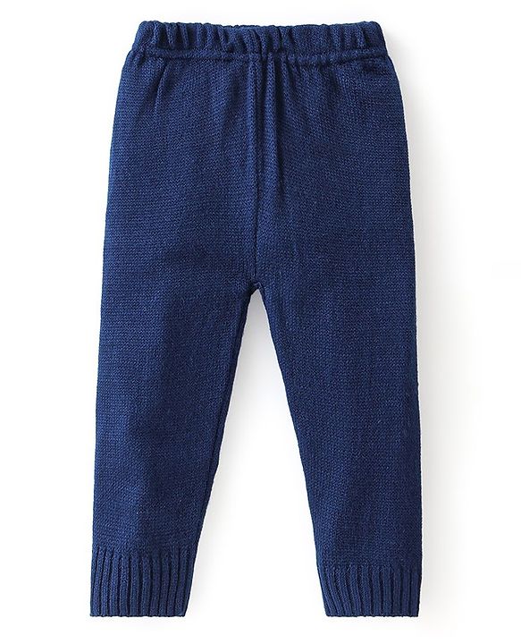 Babyhug Full Sleeves Sweater Set with Chevron Design - Navy Blue