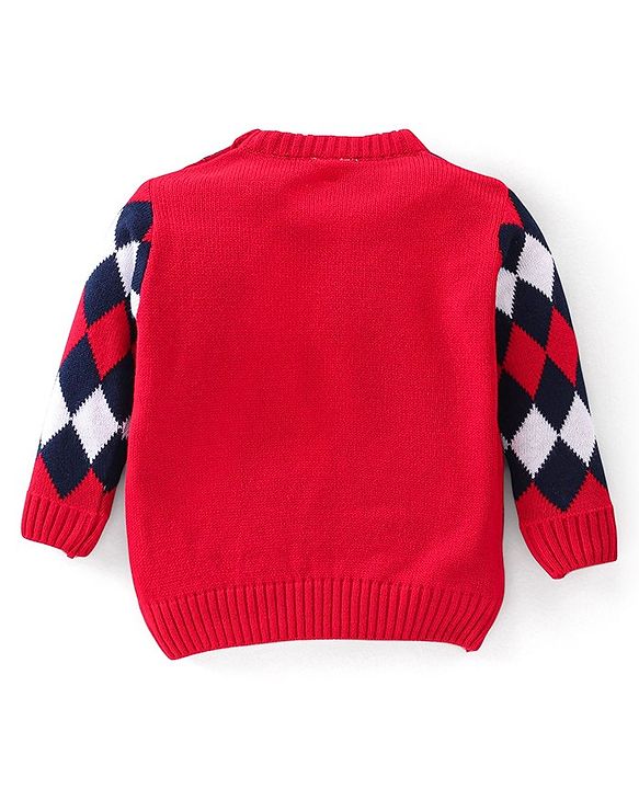Babyhug Knit Full Sleeves Argyle Baby Sweater Set - Multicolor