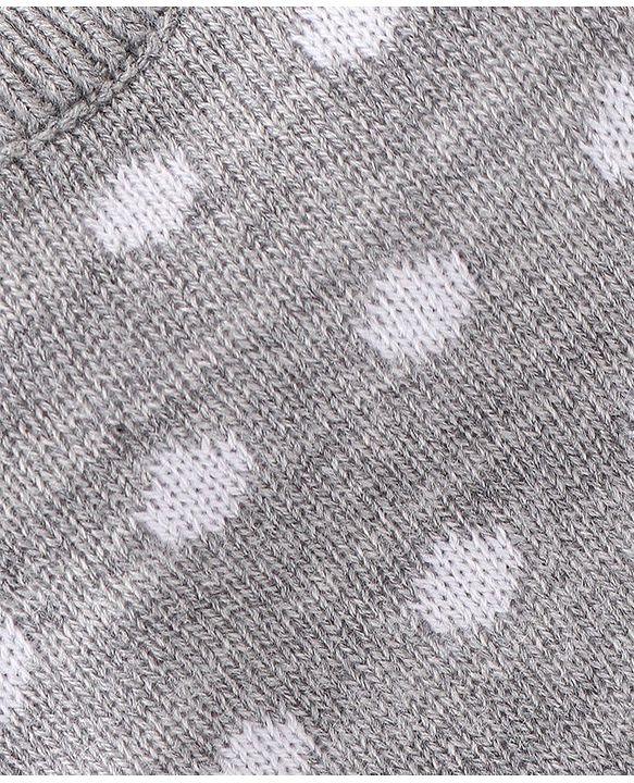 Babyhug Knitted Full Sleeves Polka Dots Design Sweater Set - Grey