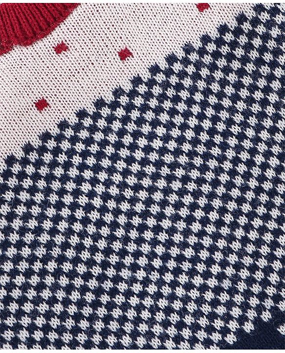 Babyhug Knitted Full Sleeves Checks & Design Sweater Set - Multicolour