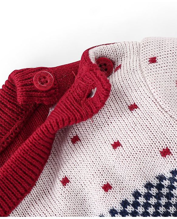 Babyhug Knitted Full Sleeves Checks & Design Sweater Set - Multicolour