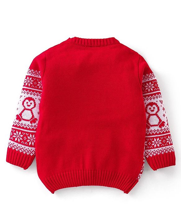 Babyhug Full Sleeves Baby Sweater Set - Red