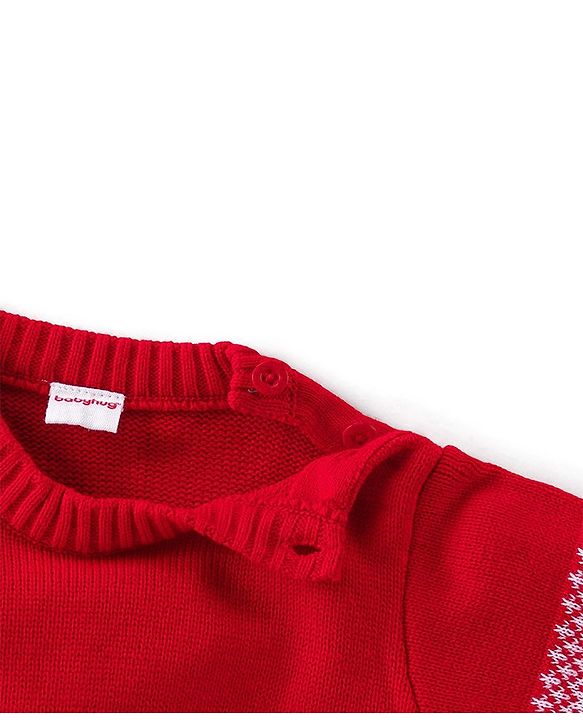 Babyhug Full Sleeves Baby Sweater Set - Red