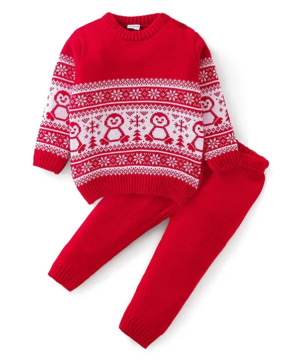 Buy Babyhug Full Sleeves Baby Sweater Set Red for Both 12