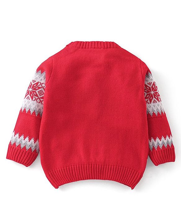 Babyhug Full Sleeves Baby Sweater Set -Red