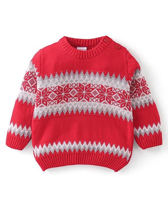 Babyhug Full Sleeves Baby Sweater Set -Red