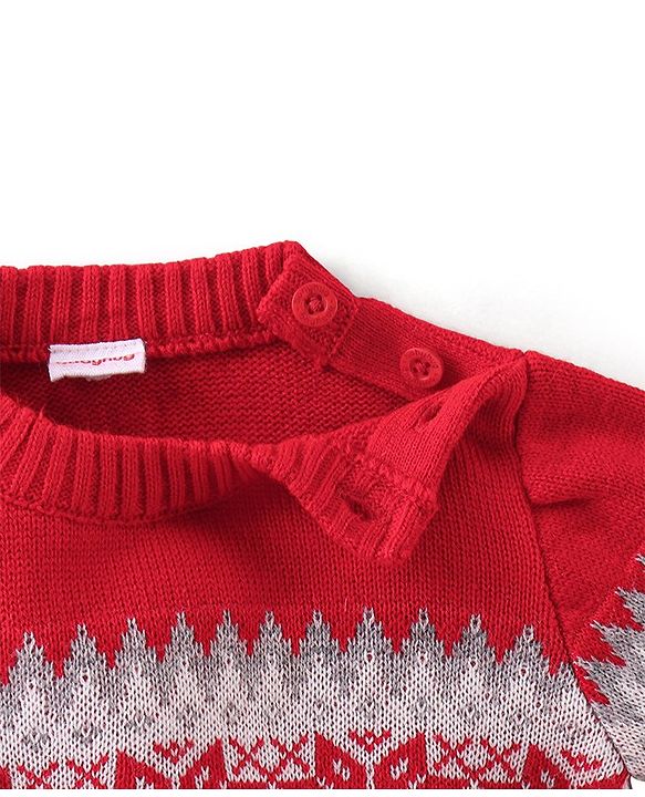 Babyhug Full Sleeves Baby Sweater Set -Red